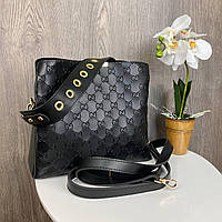 Стильная женская сумка на плечо в стиле Гучи с тиснением, сумочка для девушек черная Im_1100