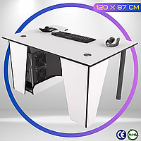 Компьютерный Стол 120 x 87 x 75 см для Геймера COMFORT XG12 Геймерский Игровой Стол Белый с Черным