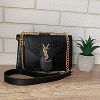 Женская мини сумочка клатч рептилия YSL черная Im_1100