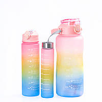 Яскравий спортивний набір пляшок для води Rainbow 3 шт., пластикові багаторазові пляшки для води з клапаном
