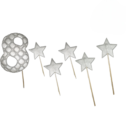 Кондитрська прикраса "ЦИФРА ПРЕМІУМ 8" (срібло), фото 1