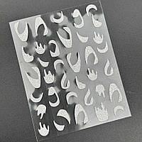 Гибкая лента (наклейки) для дизайна ногтей, френча - 10х7,5см Серебро №2