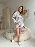 Жіноча Муслінова піжама COSY фарби на білому шорти + сорочка Im_1300