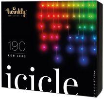 Гирлянда-бахрома Twinkly Smart LED Icicle RGB 190 BT+WiFi Gen II IP44 кабель прозорий (TWI190STP-TEU)