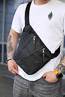 Мужская сумка из натуральной кожи, сумка через плечо SKILL Cross body (черная)