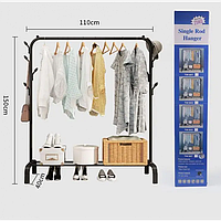 Підлогова вішалка для одягу 110х150 см Clothes Rack Стійка для речей і взуття Чорна Im_540