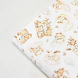 Бязь "Милі звірята в обіймах" на хмарах і місяцях фон білий № Е-3285, фото 7