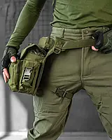 Сумка на пояс і ногу зелена molle, тактичні сумки на стегно із системою швидкого скидання ВСУ