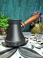 Турка (джезва) для кофе чугунная эмалированная черной матовой эмалью, объёмом 0,45л, вес 1,2 кг