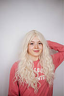 Холодный блонд волнистый длинный парик с имитацией роста волос