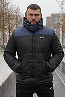 Мужская зимняя куртка Nike черно-синего цвета, тёплая зимняя