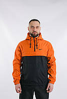 Чоловіча осінньо-весняна куртка-анорак Nike у чорно-оранжевому кольорі
