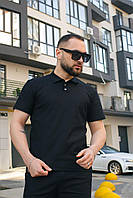 Мужская рубашка черная с коротким рукавом льняная