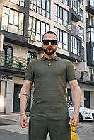 Мужская рубашка зелёная с коротким рукавом льняная