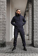 Мужской комплект Soft Shell демисезонный синего цвета: куртка и штаны, высокого качества