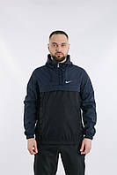 Чоловіча осінньо-весняна куртка-анорак Nike у чорно-синьому кольорі
