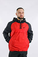 Мужская осенне-весенняя куртка-анорак Nike в красно-черном цвете