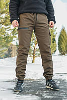Чоловічі хакі карго-штани Soft Shell для зими: теплі і флісові з кишенями