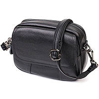 Каркасная женская сумка из натуральной кожи Vintage Черная сумочка Salex Каркасна сумка жіноча з натуральної
