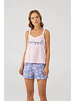Женская пижама шорты хлопок Ellen LPK 4170/13/01 розово-синий M