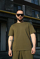 Стильная и качественная оверсайз мужская зелёная футболка для повседневного использования