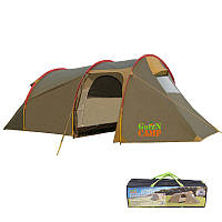 Палатка трехместная с большим тамбуром и тентом Green Camp GC1017