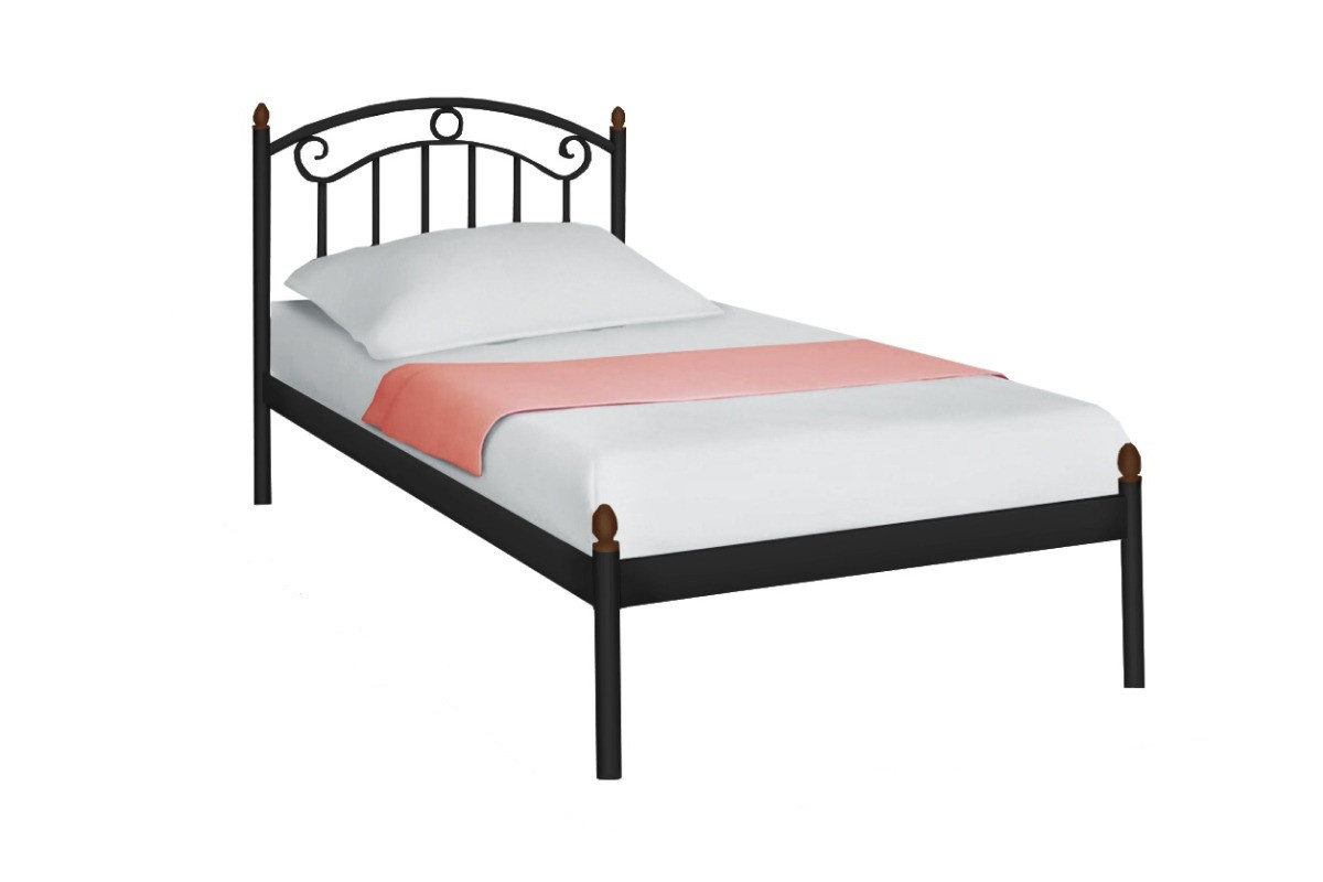 Ліжко односпальне металеве з основою Монро Метал-Дизайн Чорний оксамит, фото 1