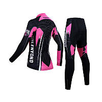 Тор! Вело костюм женский Siilenyond SW-CT-057 Полосы длинный рукав штаны Black Pink 3XL