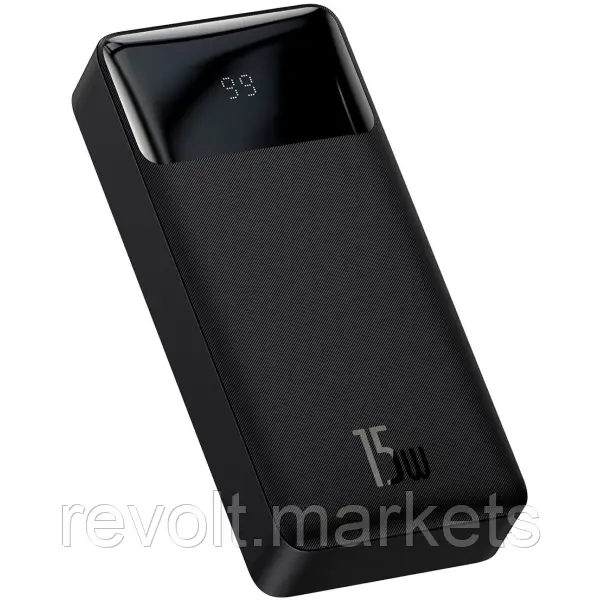 УМБ Павербанк Baseus Bipow Digital Display 20000mAh 15W 3A із швидкою зарядкою зовнішній акумулятор Чорний
