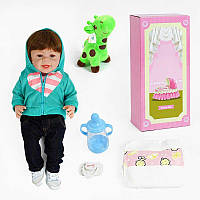 Кукла резиновая AD 2801-22 57см, съемная одежда, обувь, мягкая игрушка, памперс, бутылочка, пустышка, в
