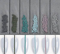 3D фигурки в наборе - металлические цепочки для объёмного и стильного дизайна ногтей - 411 B