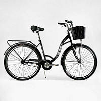 Велосипед городской Corso «FORTUNA» 28 FR-6788 односкоростной, стальная рама 20 , корзина, багажник