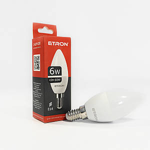 Лампа світодіодна ETRON light Power 1-ELP-028 C37 6W 4200K 220V E14