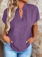 Жіноча блузка з короткими рукавами льон мод.8/3/8МР/ИР026 (48-52,54-58 оверсайз великі розміри )