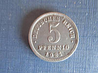 Монета 5 пфеннигов Германия 1921 J