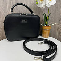 Женская кожаная мини сумочка стиль Zara, каркасная сумка Зара черная натуральная кожа Im_1749