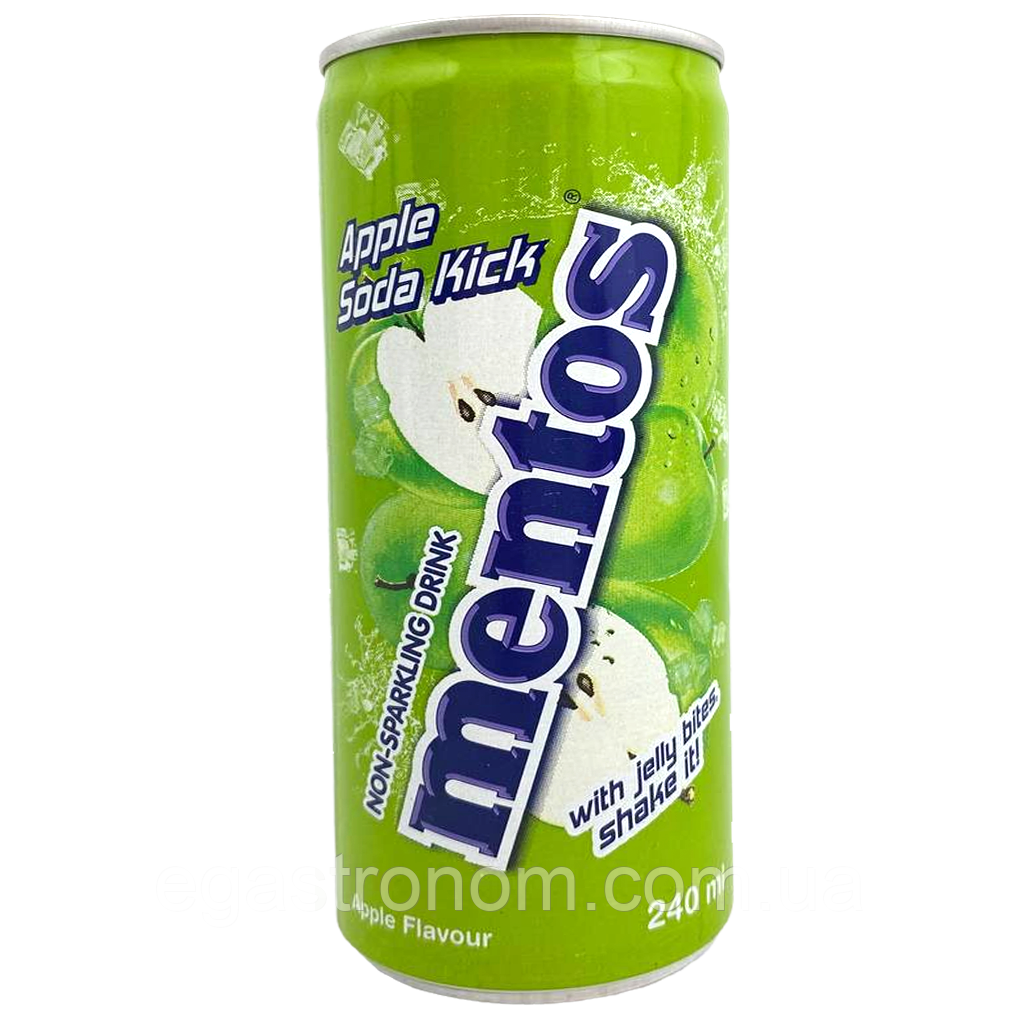 Напій газований яблуко Ментос Mentos apple soda 240ml 24шт/ящ (Код: 00-00016384), фото 1