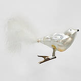 Набір ялинкових іграшок пташки, 2 шт, 18 см, сріблястий, мікс, скло (390205-1), фото 2