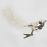 Набір ялинкових іграшок пташки, 2 шт, 18 см, сріблястий, мікс, скло (390205-1), фото 3