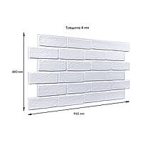 Панелі ПВХ для ванної Біла цегла на стіну 960*480мм декоративна стінова Текстура цегляна кладка