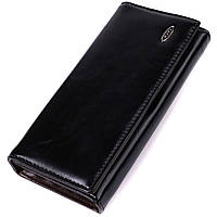 Горизонтальный женский кошелек из натуральной кожи KIVI Черный Salex Горизонтальний жіночий гаманець із