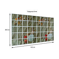 Стеновые панели для ванной ПВХ 960*480мм Море Ракушки Песок Квадраты для стен кухни декор Мозаика Геометрия