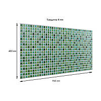 Панели ПВХ для внетренней отделки Изумрудная Мозаика квадраты 960*480мм стеновая декоративная Зеленый