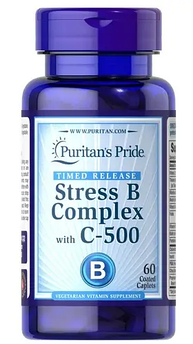 Витамины Puritan's Pride Stress Vitamin B-Complex with Vitamin C-500 Timed Release 60 таблеток (4384301666)