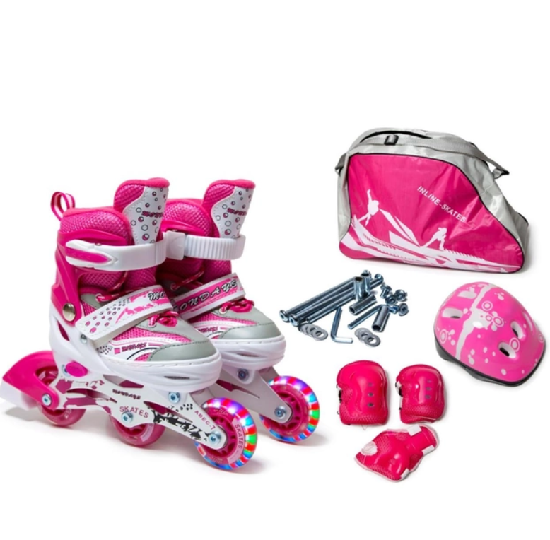 Дитячий комплект розсувних Роликів із захистом і шоломом "Happy Monday Rose 1542014820" розмір 27-30