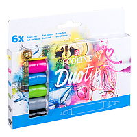 Набір акварельних маркерів Ecoline Duo Tip Basic 6 кольорів (11609910)