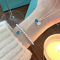 Колье + браслет Return to Tiffany из Стерлингового серебра Tiffany Blue, подвеска Тиффани с голубым сердцем