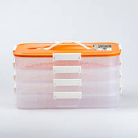 Пластиковый белый четырехъярусный контейнер для хранения и заморозки продуктов, пищевой бокс с защелками Оранжевый