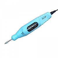 Тор! Машинка для манікюру та педикюру фрезер ручка 5 насадок USB Блакитний