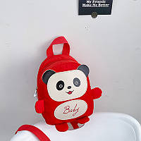 Тор! Детский рюкзак A-6864 Panda с ремешком анти-потеряшка Red